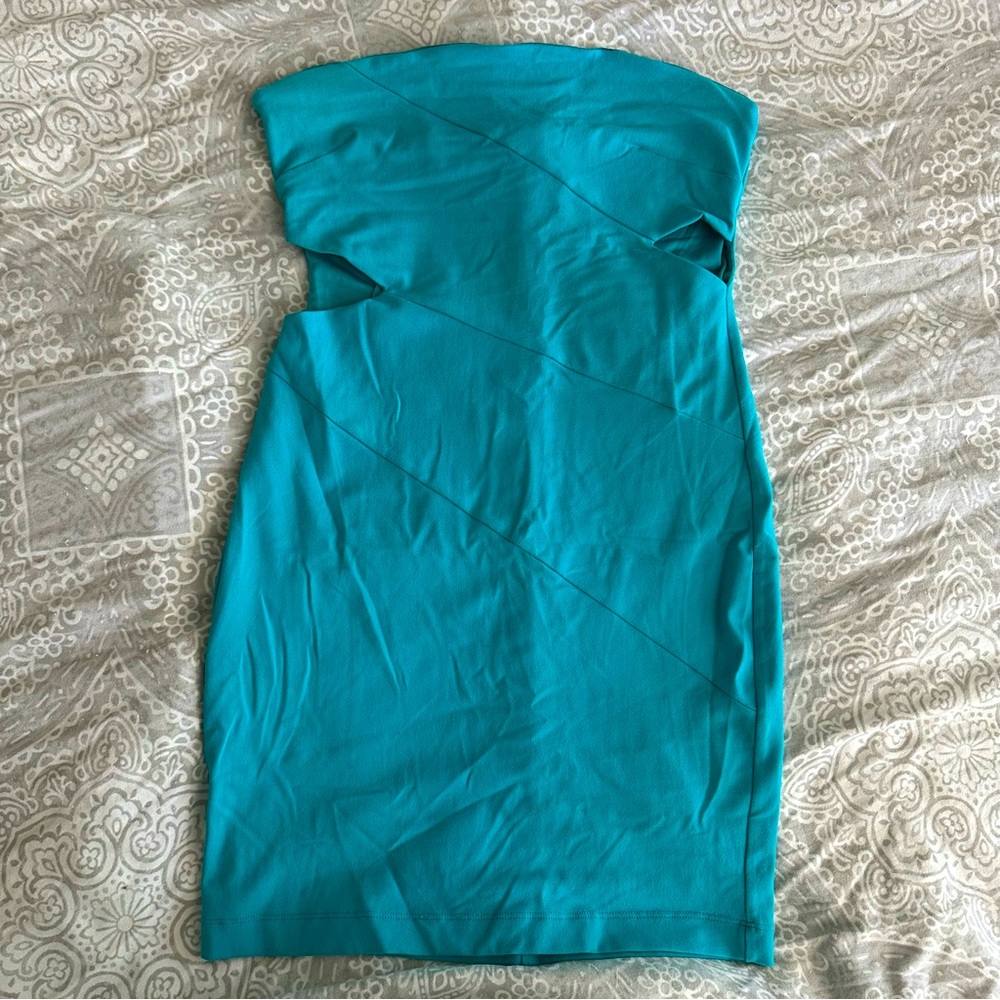 Bebe strapless tube dress with side cutouts